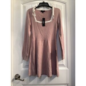 Lulus Perfect Outcome Mauve Pink Long Sleeve Sweater Mini Dress Medium NWT